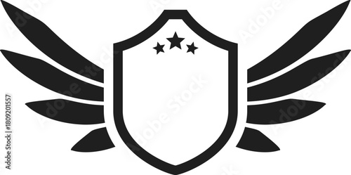 Shield with wings and stars representing protection award