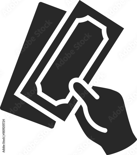 Hand holding cash banknotes making payment transaction