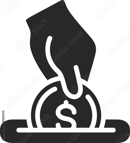 Hand dropping dollar coin into slot financial concept