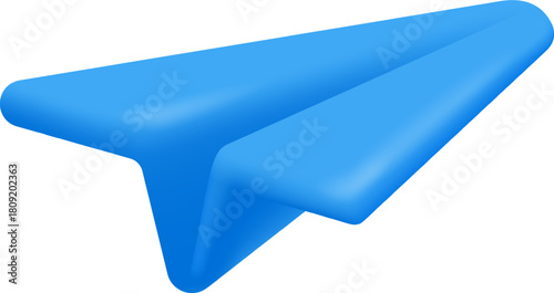 Blue paper airplane icon sending digital message communication