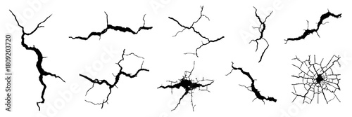 set of cracks isolated on white