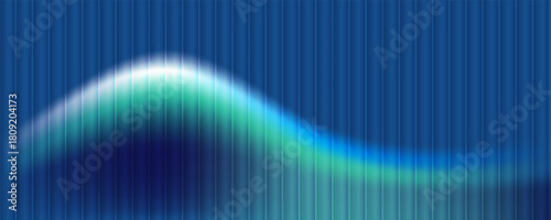 Glass gradient texture with teal and navy ripple pattern and smooth light distortion. Wavy abstract flow, futuristic blur effect, reeded vertical displacement.