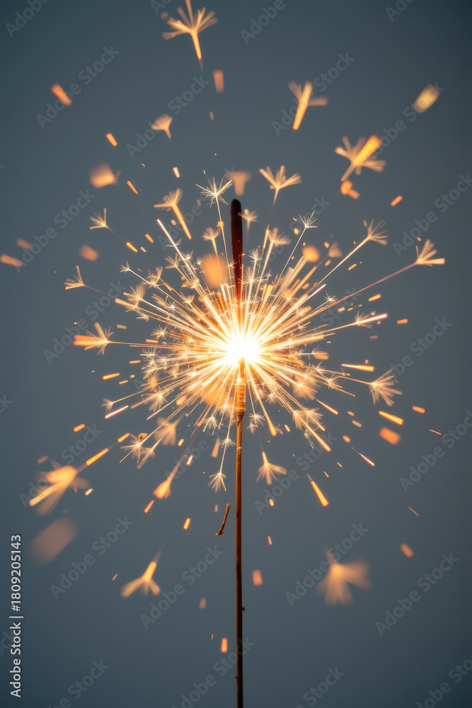 Obraz premium Sparkler Explosion with Bright Sparks Plain Background