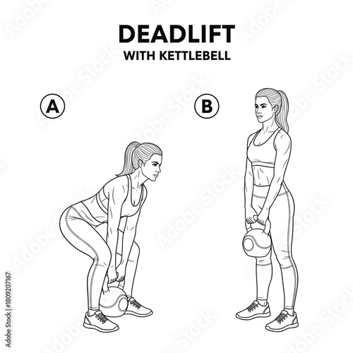 Kettlebell Deadlift Exercise Steps