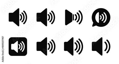 A black speaker icon with waves set