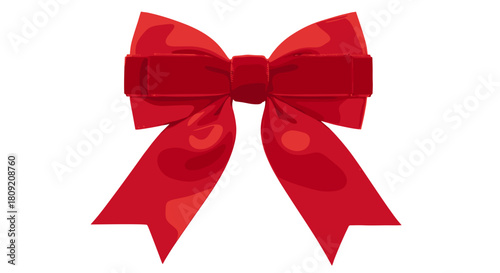 Illustration of a shiny red bow with tails on a plain white background