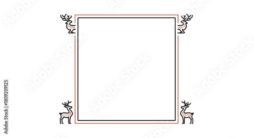 Illustration of a decorative rectangular frame with reindeer on corners