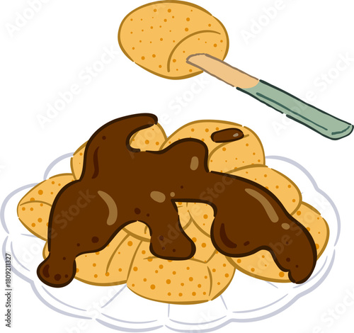 Japanese warabi mochi with syrup illustration