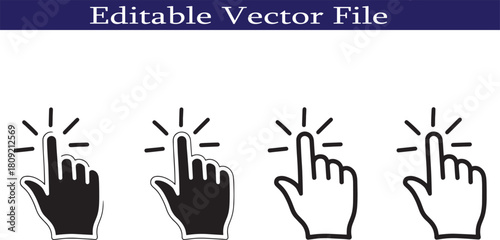 Clicking Hand Icon Set for UI and UX Design Representing Website Navigation and User Interaction Emphasizing Call to Action and Accessibility