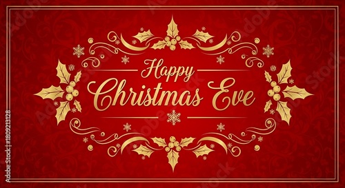 Happy christmas eve greeting card holiday season festive celebration december winter golden design background