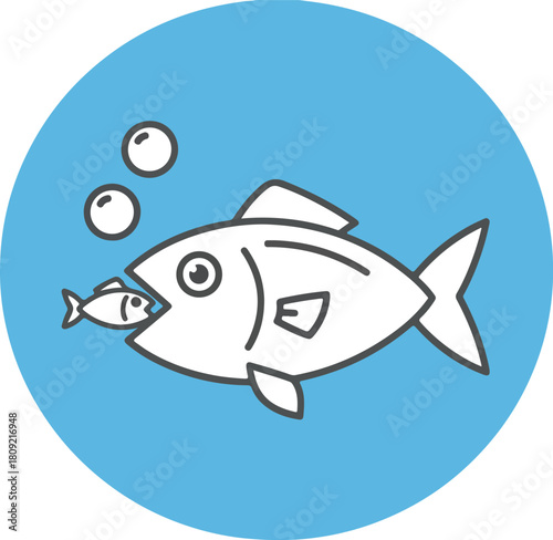 Big fish eating small fish representing predation and the food chain in the ocean.