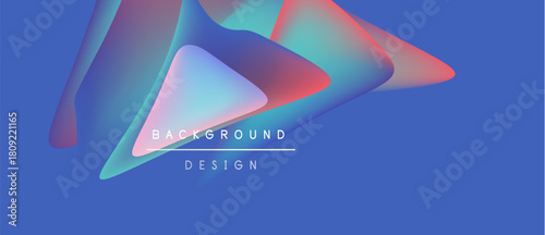 Abstract fluid shapes overlap, creating vibrant color gradients. Blue background features text background design. Modern, dynamic composition.