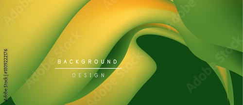 Abstract fluid shapes, vibrant yellowgreen gradient. Modern design, smooth curves, elegant background texture. Minimalist aesthetic.