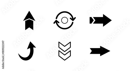 Navigation and refresh arrow symbols for app ui, minimalist vector icons