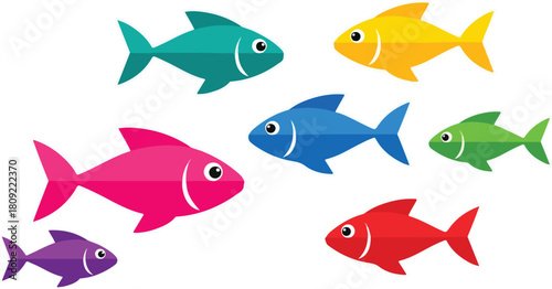 Colorful fish swimming in the ocean a vibrant underwater scene with various species.