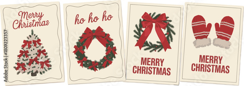 Vintage Christmas Cards with Festive Illustrations