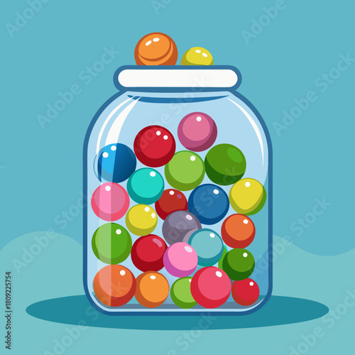 A whimsical jar filled with colorful gumballs, a delightful treat that brings joy to any occasion, perfect for candy lovers and those seeking a burst of sugary fun