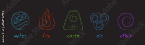 Five Elements Brush Textured Symbols