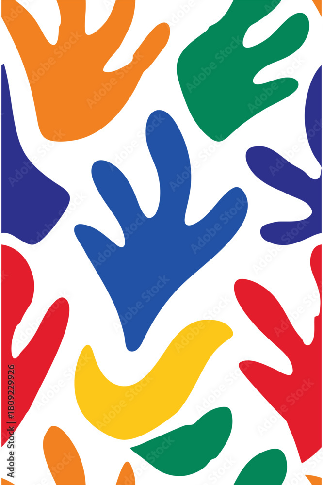 Fototapeta premium Hand-Drawn Colorful Matisse Pattern Abstract Design Vector