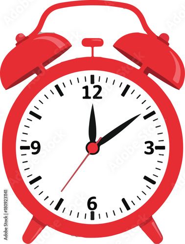 Red alarm clock showing the time perfect for waking up in the morning.