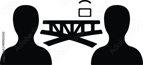 Illustration online meeting between people silhouette vector