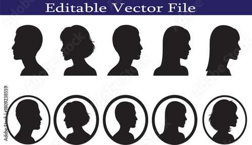 Silhouette portraits of diverse people including men and women with varying hairstyles displayed in two rows illustrating individuality and community connection