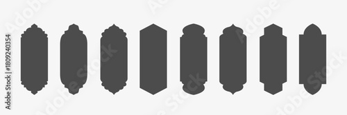 Arab tag borders. Set of Islam decorative frames. Collection of Muslim different shape labels. Traditional design elements	
