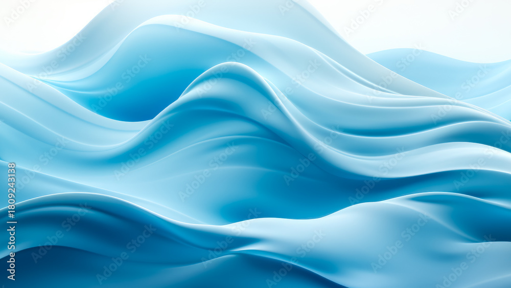 Fototapeta premium Gentle Waves of Blue Fabric Create a Calming and Serene Atmosphere in a Minimalist Setting