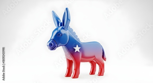 Symbolic donkey figure representing political party in patriotic colors