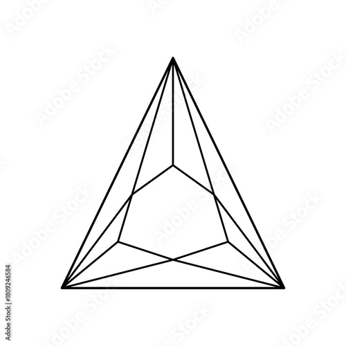 Triangular diamond cut shape. Design diagram. Trillion brilliant cut mockup. Diamond top view. Gemstone  triangle outline icon for jewellery design, branding, packaging, logotype, digital graphic.