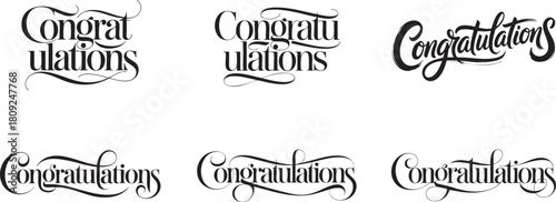congratulations calligraphy text typography set
