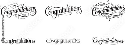 congratulations calligraphy text typography set