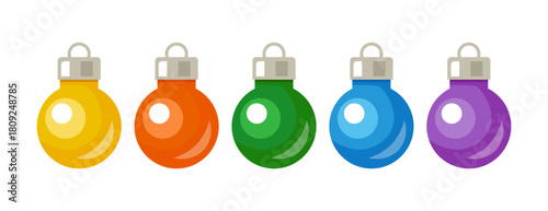 Christmas tree ornaments. Vector flat icons isolated on white background.
