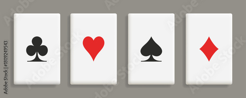 Playing cards. Vector 3d cards isolated on brown background.