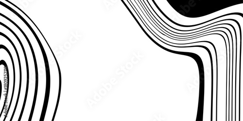 Black on white abstract perspective line wave stripes with 3d dimensional effect isolated on white background. simple, cute wild lines