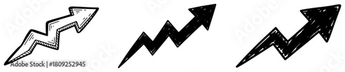 Hand Drawn Upward Zigzag Arrow Sketches for Business Growth