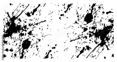 Abstract Black Ink Splatter and Grunge Paint Splash Background