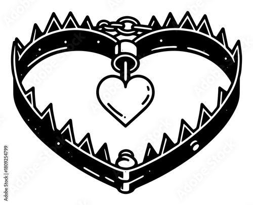 Heart Shaped Steel Trap Illustration Symbolizing Dangerous Love and Emotional Captivity