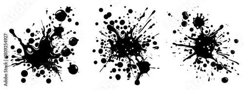 Set of Grunge Ink Splatters and Abstract Paint Blobs
