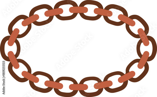 Brown vector chain icon forming a complete circular loop with interconnected oval links on a transparent background