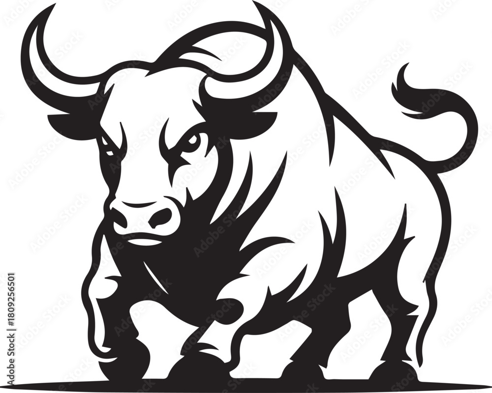 Fototapeta premium Powerful Raging Bull Jumping Dynamic Energy Graphic