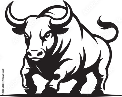 Powerful Raging Bull Jumping Dynamic Energy Graphic