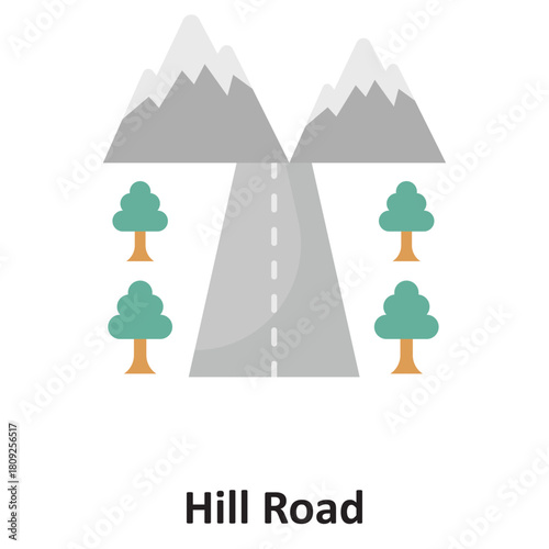 Hill Road Vector icon which can easily modify or edit