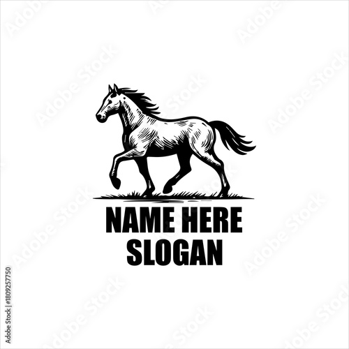 Elegant Horse Logo Design Featuring a Running Stallion for Branding and Emblem Creation