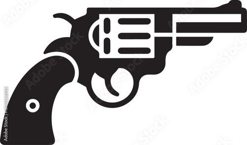 Black and White Revolver Clip Art - Law Enforcement/Crime Design