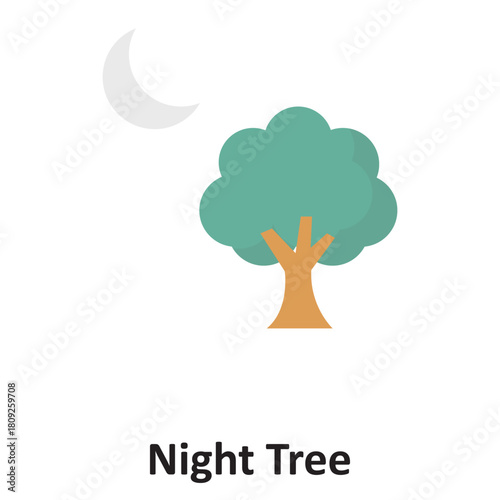 Night Tree Vector icon which can easily modify or edit
