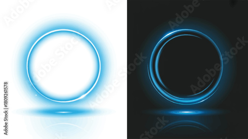 Blue glowing glass number 0 in circular design icon