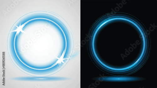 Blue glowing glass number 0 in circular design icon