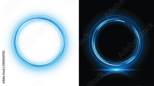 Blue glowing glass number 0 in circular design icon