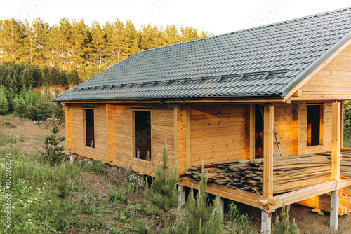 construction of a house from profiled timber